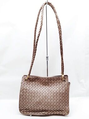 Bottega Veneta Taupe Intrecciato Shoulder Bag with Braided Straps